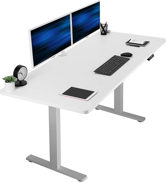 VIVO Electric 71 x 30 in Standing Desk, Memory Height Adjustment, 1B Series, Holds 220 lbs, White Top Gray Frame, DESK-KIT-1G7W