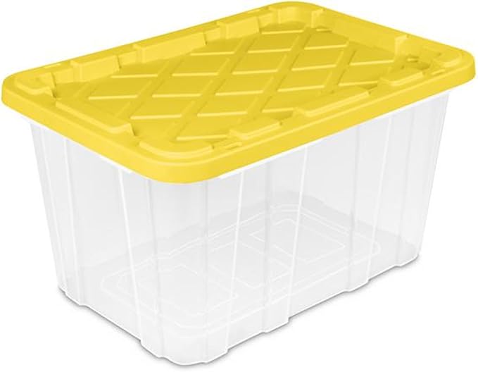 Sterilite 12 Pack Industrial Storage Box with Comfort Carrying Handles, 27 Gal, Yellow