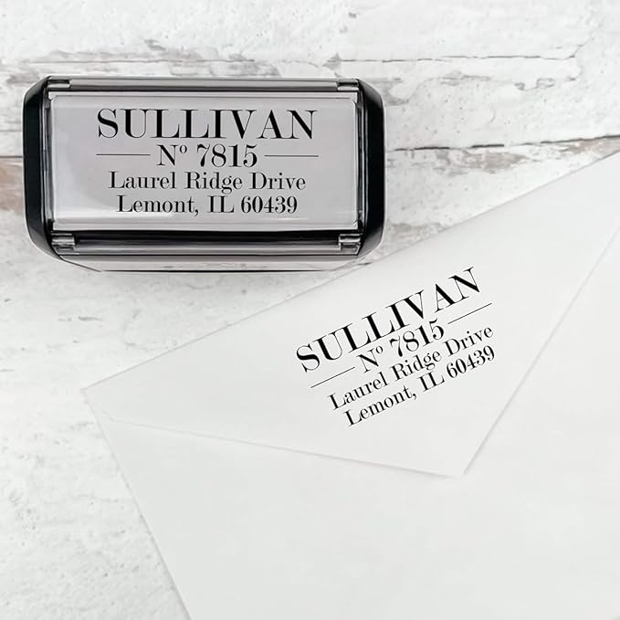 Self Inking Modern Address Stamps | Custom Return Address Stamper (Traditional Serif, Large)