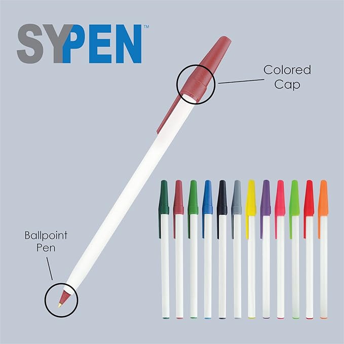 SyPen Personalized Stick Pens With your Custom Logo or Text-500 Pack Bulk-for Businesses, Parties, and Events, Custom Printed Slim Ballpoint Pens with Cap, Burgundy, Black Ink