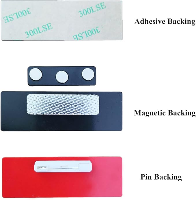 Custom Engraved Name Tag Badges for Business, Personalized Identification with Pin, Magnetic, Adhesive, or Blank Backing, 1.5"x3", White/Blue Text