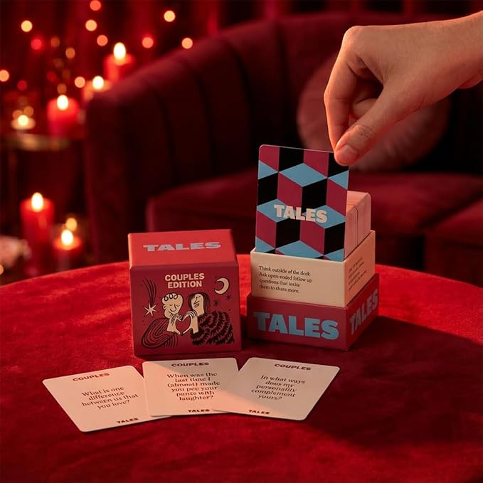 TALES 150 Conversation Starter Cards, Couples Edition, Valentines Day Gift for Couples, Games for Adults, Date Night Ideas, Anniversaries, and Quality Time Together, Prompts for Deeper Connection