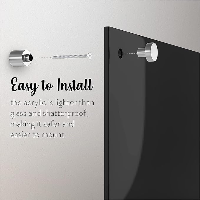 Acrylic Dry Erase Board for Wall with Stylish Border - Shipped Next Day, Made in USA, Non-Magnetic Whiteboard, Wall Mounted Board, Easy to Clean (Black - 11x14)