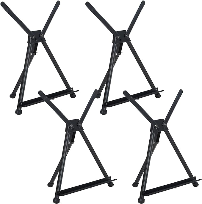 MEEDEN 4pcs Tabletop Easels, Metal Stand for Painting & Display, Aluminum Desktop Art Easel, Foldable Portable Tripod Stand for Canvas, Paintings, Photos, Books, Signs