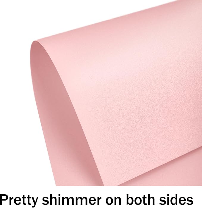 100 Sheets Pink Shimmer Cardstock 8.5 x 11 Iridescent Paper, Goefun 80lb Card Stock Printer Paper for Invitations, Valentines Day, Crafts, DIY Cards