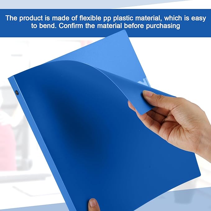 Henoyso 48 Pcs 3 Ring Binder 0.5 Inch Round Fits Letter Size 8.5'' x 11'' Paper Plastic Flexible Binder Bulk Holds 140 Sheets with 1 Pockets Versatile Organizer for Home Office School (Blue)