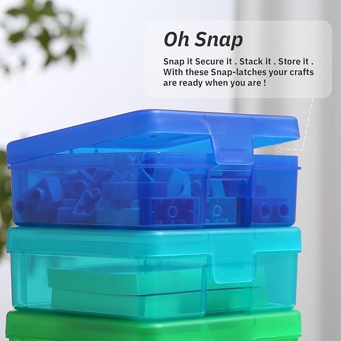novelinks Stackable Plastic Clear Storage Box Containers with Latching Lid - Art Craft Supply Organizer Storage Containers for Pencil Box, Crayon, Beads, Jewelry (18 Pack Small -Color)
