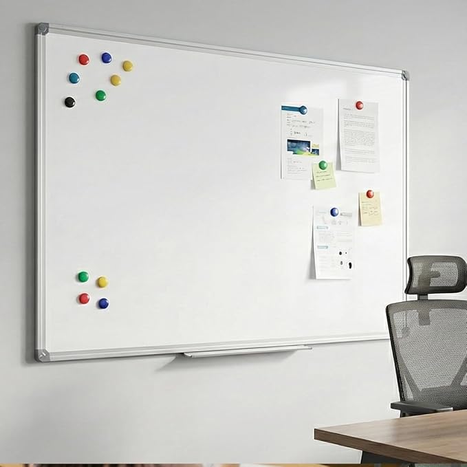 36 x 24 Inch Magnetic Dry Erase Board - Wall Mounted Anti-ghosting White Board for Home Office, Gym, Dormitory, Garage Daily Planning - Silver Aluminum Frame with Tray (3 x 2 Ft)