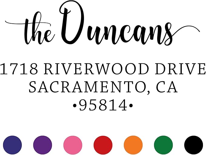 The Duncans Personalized Self-Inking Address Stamp | Envelope Return Address Stamp for Couples and Families | Custom Rubber Address Stamp (2, Wood Handle)