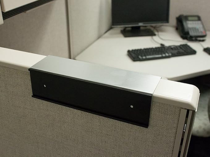 Quality Aluminum, Changeable Cubicle Nameplate Holder, Satin Silver Base, and Matte Black Name Plate Holder, Guaranteed Not to Crack (2.5" Depth)
