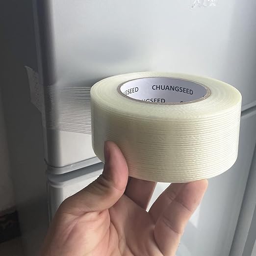 CHUANGSEED 3Pack Mono Filament Strapping Tape 6.2mil x 2Inch x 60yds Commodity Grade Heavy Duty Transparent Reinforced Fiberglass Tape