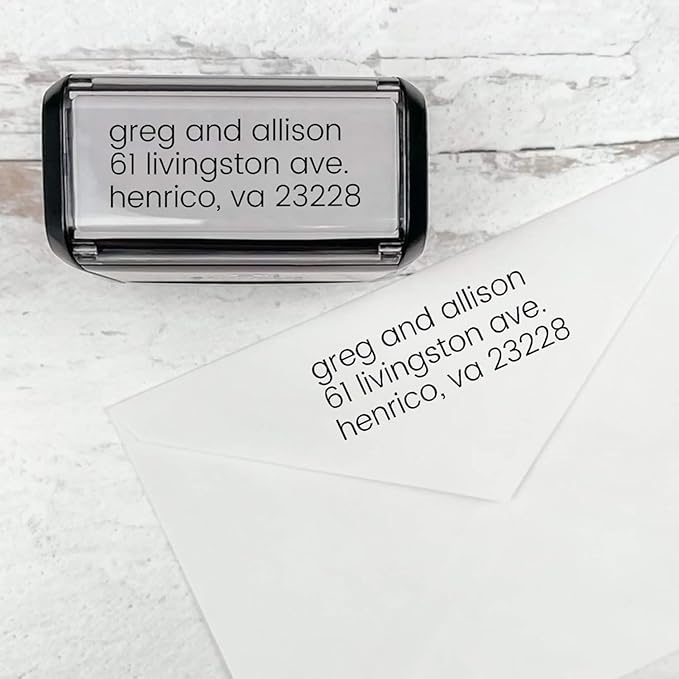 Self Inking Modern Address Stamps | Custom Return Address Stamper (Minimalist Left, Xtra Wide)