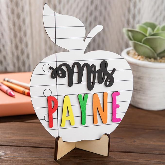 Custom Teacher Name Plate for Desk Classroom Wooden Personalized Office Name Plates for Desks Back to School Appreciation Graduation Gifts for Teacher