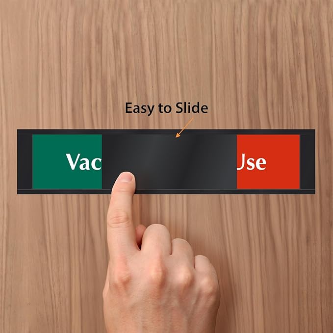 SmartSign Privacy Signs Vacant In Use Slider Door Sign for Home Bathroom Office Restroom Conference Hotel Hospital | 2.25" x 10" Plastic Black Color, Made in USA