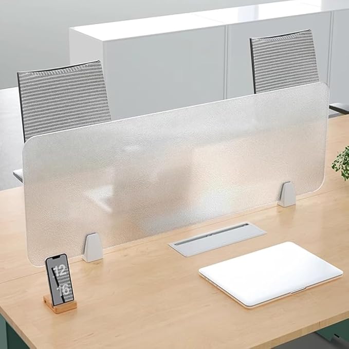 RCJCQSR Acrylic Frosted Privacy Free Standing Screen, Visual Distractions Privacy Panel Portable Desk Divider Guard for Table Top Workstation for Home Office(Size:60x50cm(23.6x19.7))