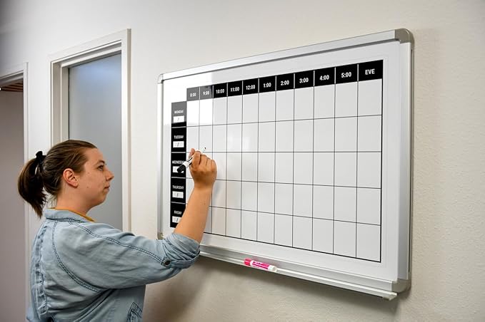 Work Week Dry-Erase Scheduling Whiteboard 60" x 40"