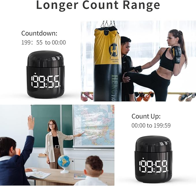 MeesMeek Digital Kitchen Timer,Countdown Countup Timer with Large LED Display Volume Adjustment,Timer for Cooking, Classroom Time for Kids and Teachers. (Black)