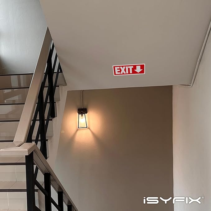 iSYFIX Exit Signs 12 Pack 12x4 Inch with Directional Down Arrows - Rust Free Aluminum, Laminated for UV, Weather, Scratch Resistance - Ideal for Offices, Schools, Theaters, Restaurants