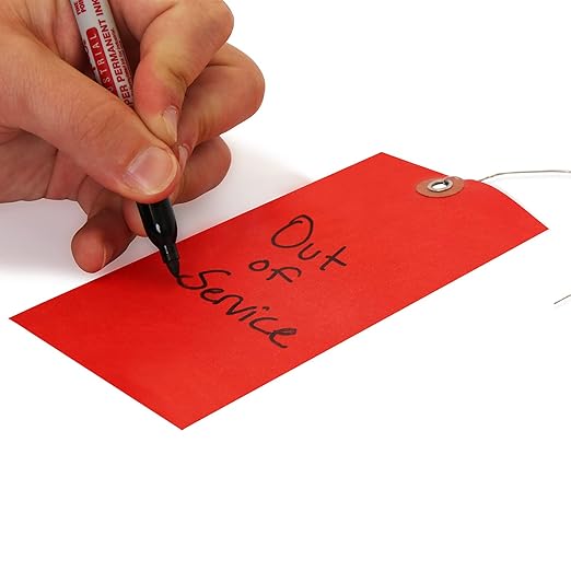 SmartSign Blank Tyvek Shipping Tags with Wire, Size #8 | 6 1/4" x 3 1/8", Pack of 100, Red