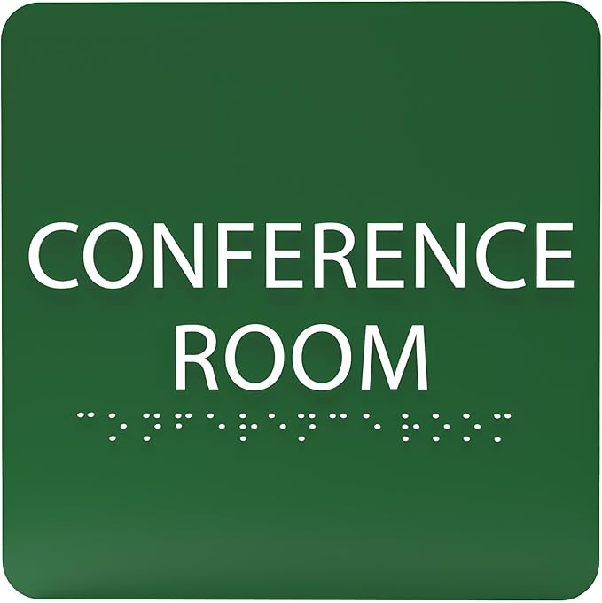 ADA CENTRAL SIGNS - 6" X6" Conference Room Sign- ADA Compliant Tactile Graphics Grade 2 Braille Text Acrylic Wall Signs - Authorized Personnel Only, Meeting Privacy Door Sign for Schools, and Offices
