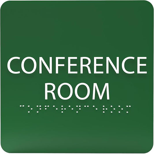 ADA CENTRAL SIGNS - 6" X6" Conference Room Sign- ADA Compliant Tactile Graphics Grade 2 Braille Text Acrylic Wall Signs - Authorized Personnel Only, Meeting Privacy Door Sign for Schools, and Offices