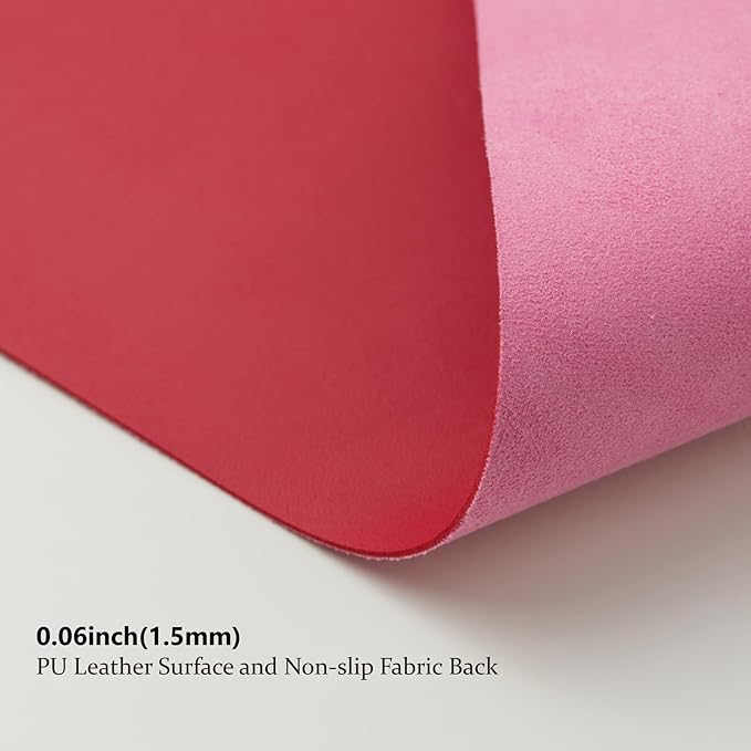 Leather Desk Mat - Non-Slip PU Desk Pad for Office and Home - Desk Organization and Accessories - Ideal for Large Mouse Pad and Desk Mats on Top of Desks (Rose Red,27.6"x 13.8")