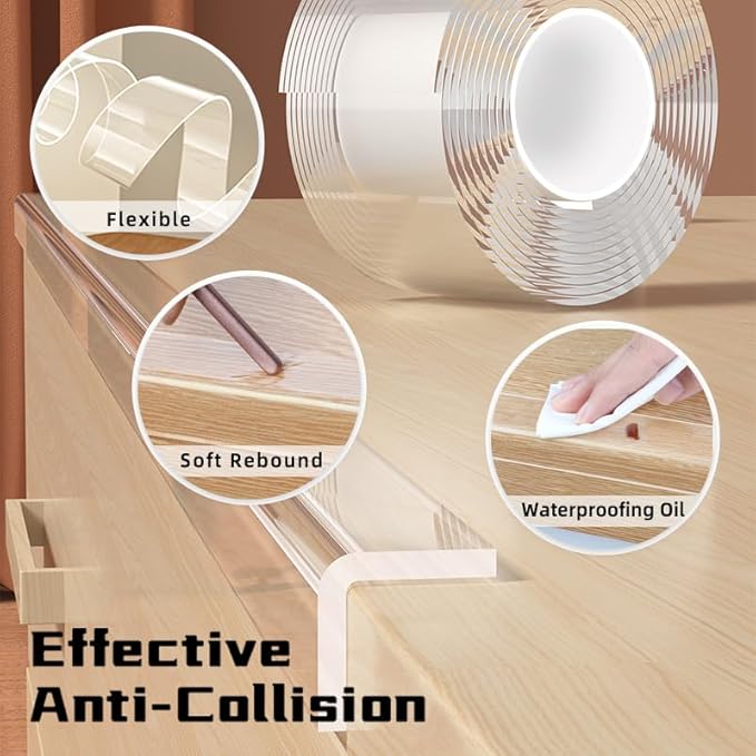 Clear Soft Corner Protectors for Furniture Strip,2 in x 13.12 FT Edge Bumper with 6 Corner Guards,Window Edge,Wall Protector,Table Corner Protectors and Fireplace in Family