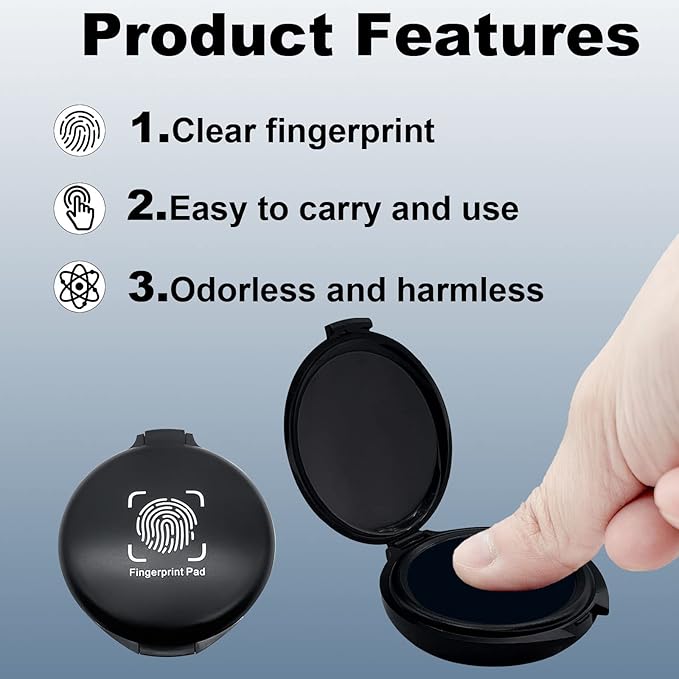Fingerprint Ink Pad,Blue Thumbprint Ink Pad for Notary Supplies Portable Fingerprint Kit for Identification Security ID Fingerprint Cards Law Enforcement Fingerprint Stamp Ink Pad
