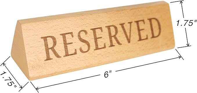 Wood Table Top Seating Reserved Signs for Weddings, Restaurants, 6 inches (Pack of 6)
