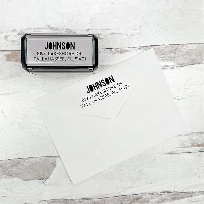 Self Inking Modern Address Stamps | Custom Return Address Stamper (Colorblock, Xtra Wide)