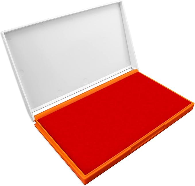 Plastic Case Stamp Pad Large Size, Red Color - Size: 4" x 7" - Choose from 15 Ink Colors