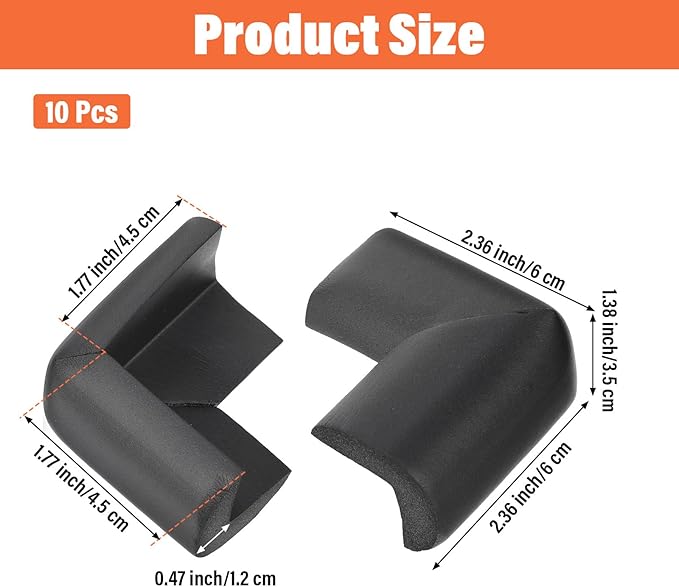 Qianyu 10 Pack Soft Sponge Table Corners Baby Proofing Edge and Corner Guards Adhesive Safety Foam Desk Furniture Corner Protectors Cover Bumpers for Kids Bed Table Cabinet Fireplace Stair