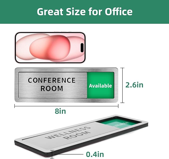 WeddingSteps Office Sign for Door Conference Room Sliding Door Signs In Use/Available DoNotDisturbSliderDoorSign,OfficeDoorSigns,Meeting inProgressBrushedSilverDoorSign,8.2""x2.7"", grey