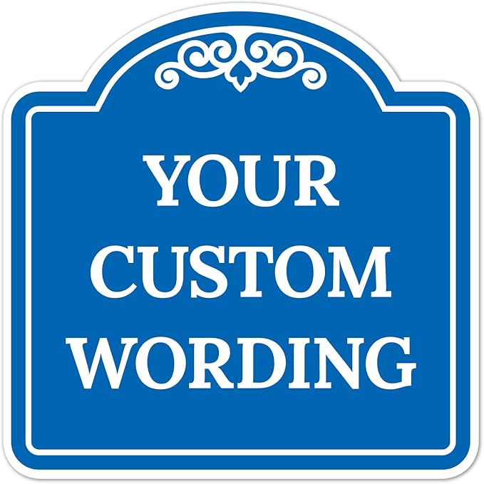 Custom Decorative Sign, Personalized Metal Sign for Business, Driveway, Home, Airbnb, Office Door Plaque, Blue Background, 12x12 Inches, ACM, Fade Resistant, Made in USA