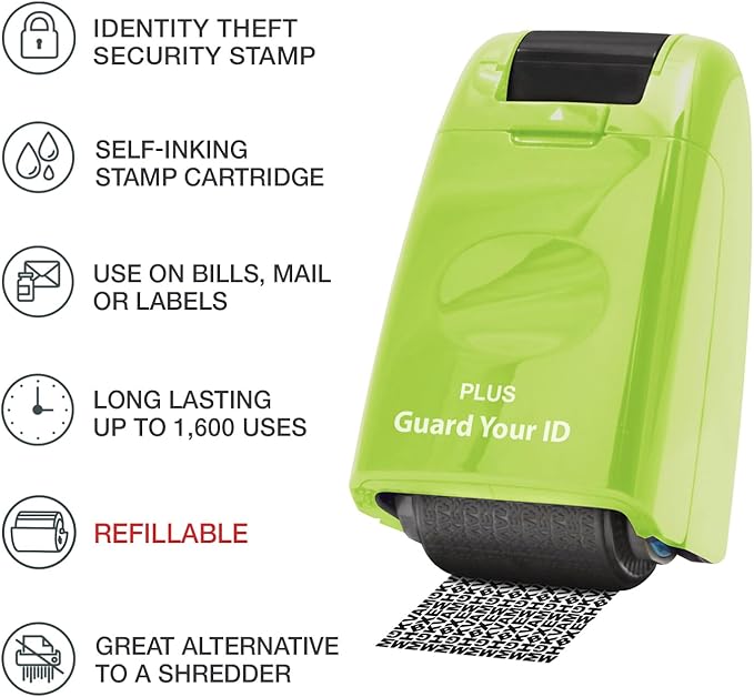 Guard Your ID Identity Protection Stamp Roller, Green