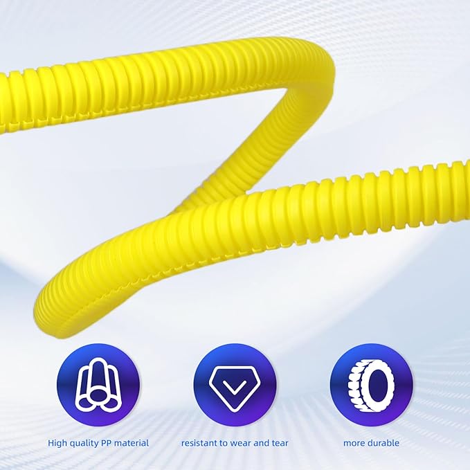 Split Wire Loom Tubing, 10,25ft Cord Protectors from Pets No Chew, Flexible Wire Covers Cord Protectors, Protective Split Cable Sleeve for Automotive Home Industrial Wires(Yellow, 0.51inch-25ft)