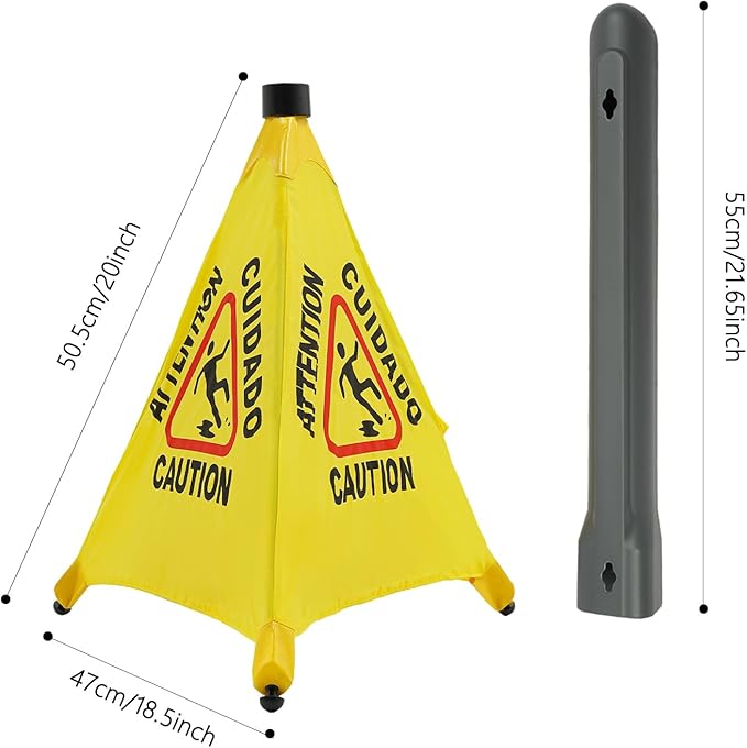 20 inch Wet Floor Sign 6 Pcs, Pop up Foldable Wet Safety Signs with Storage Tube Commercial Caution Safety Cone Pop up Caution Sign, for Stores Grocery Restaurant Restroom Office Hotel (6)