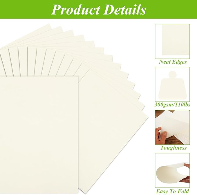 QTLCOHD 200 Sheets Cream Cardstock 8.5 x 11 Off White Cardstock 110lb Ivory Cardstock Paper Printer Paper for Certificates, DIY Card Making, Invitations, Business Cards
