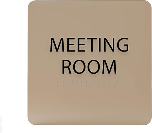 ADA CENTRAL SIGNS - 6" X6" Meeting Room Sign - ADA Compliant Tactile Graphics Grade 2 Braille Text Acrylic Wall Sign - Privacy Interview Room Name Door Sign for Schools Hospitals Offices & Apartments