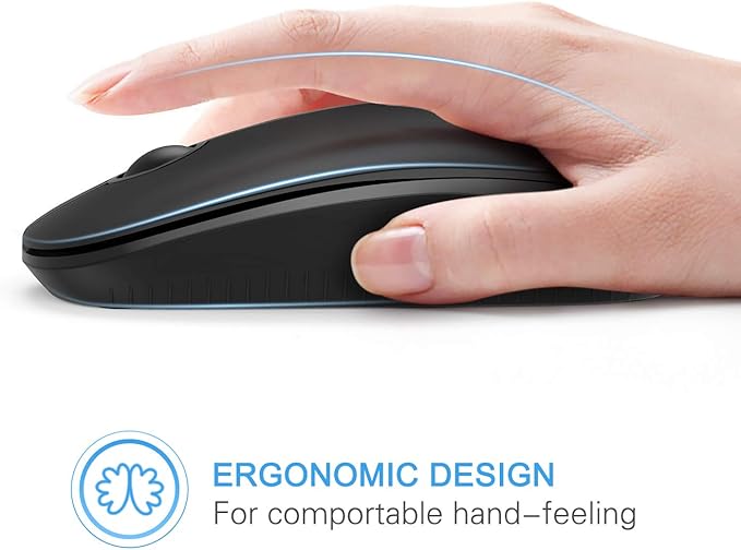 VssoPlor Wireless Mouse, 2.4G Slim Portable Computer Laptop Mouse with Nano Receiver Quiet Silent Optical Mice for Notebook, PC, Laptop, Computer-Black
