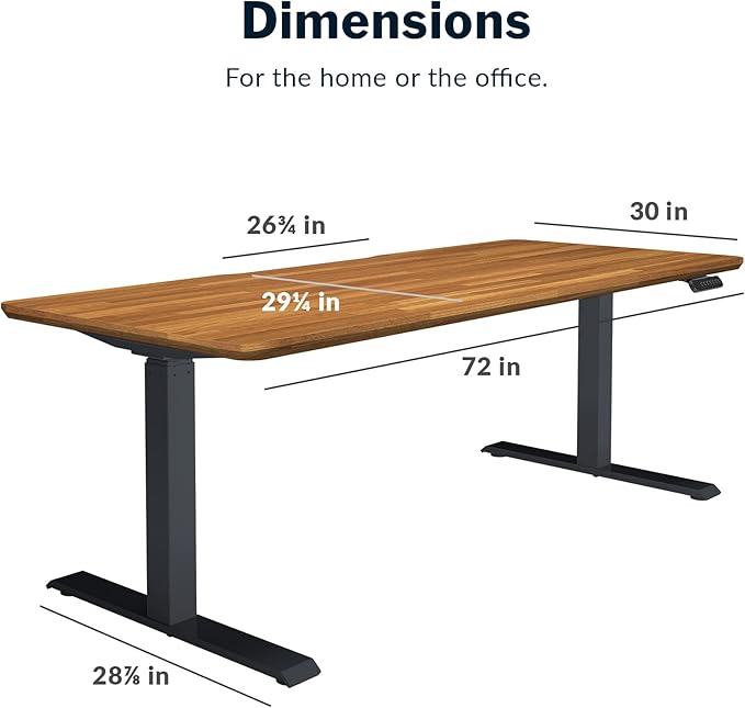 Vari Classic Electric Standing Desk - VariDesk Height Adjustable Sit/Stand Desk - Dual Motor with Memory Presets, Stable Legs - Gaming, Home Office Workstation - 72x30 (Butcher Block/Slate Legs)