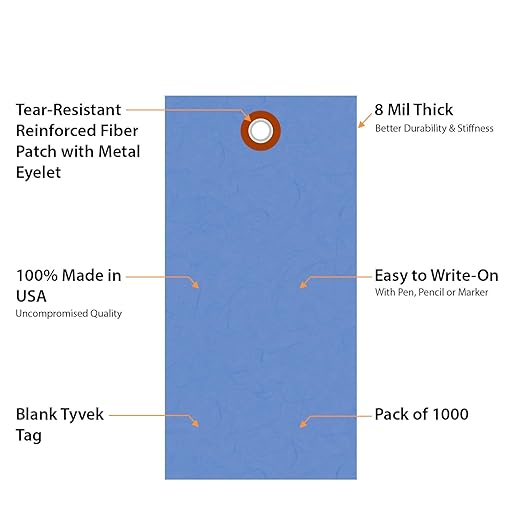 SmartSign Blue Shipping Tags, Size #5, Pack of 1000 | 4 3/4" x 2 3/8"