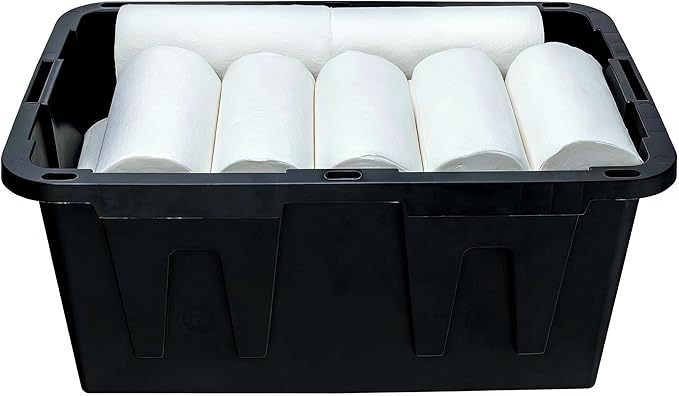 4-Pack Heavy Duty 27 Gallon Plastic Storage Bins with Lids - Stackable Large Storage Totes for Garage, Home Organization & Moving Supplies (Black Bases & Red Lids)