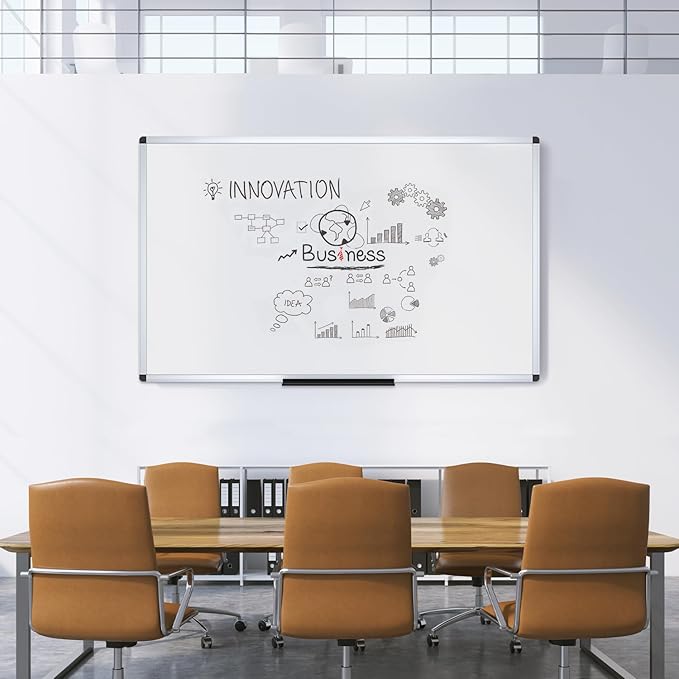 VIZ-PRO Dry Erase Board/Magnetic Whiteboard, 96 x 48 Inches, Large Wall Mounted Board for School Office and Home 8' x 4'