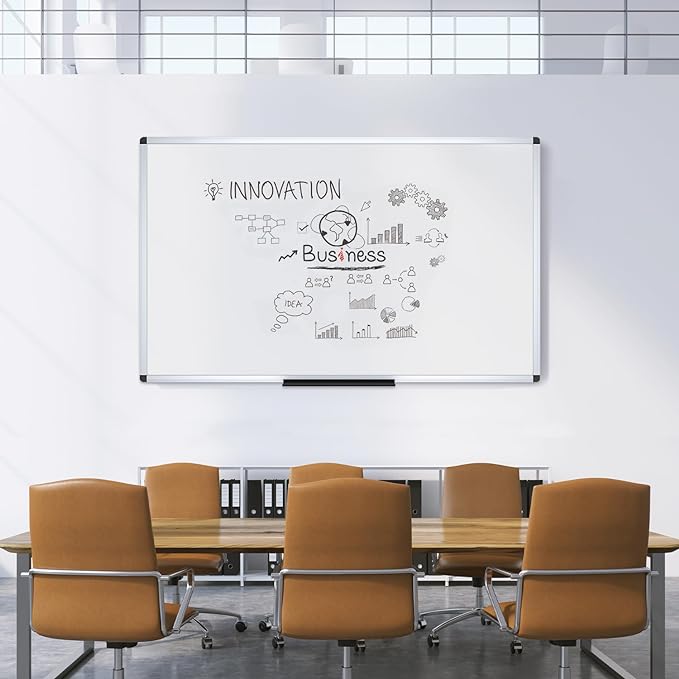 VIZ-PRO Dry Erase Board/Magnetic Whiteboard, 96 x 40 Inches, Large Wall Mounted Board for School Office and Home