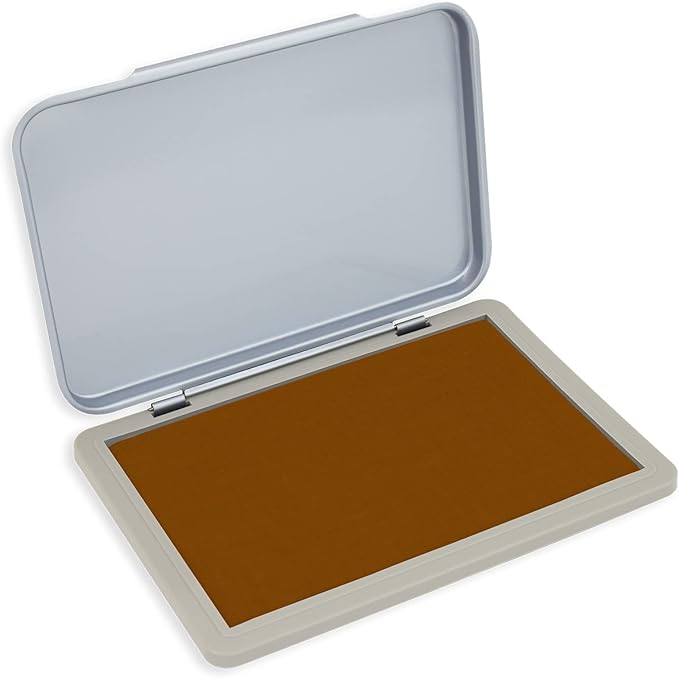 Metal Case Stamp Pad Medium Size, Brown Color - Size: Size: 3" x 4" - Choose from 15 Ink Colors