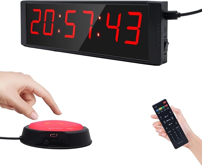 Large Stopwatch with Start/Stop Button, LED Digital Timer with Remote, Countdown Clock with Buzzer, Gym Clock for Home Gym, Interval Timer for Workout