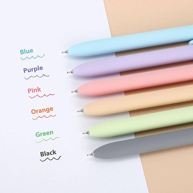 FIOVER Colored Pens, 12 Pack Colorful Gel Pens, Quick-Dry 0.7mm Medium Point for Journaling, Note Taking, Doodling, Aesthetic Office School Supplies, Gifts for Women Men（12PCS Aesthetic+Vintage）