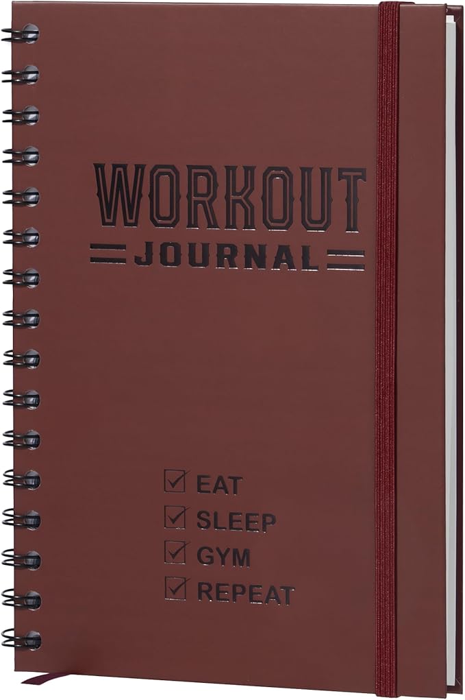 Nextnoid Hardcover Fitness Journal Workout Planner for Men & Women - A5 Sturdy Workout Log Book to Track Gym & Home Workouts - Burgundy
