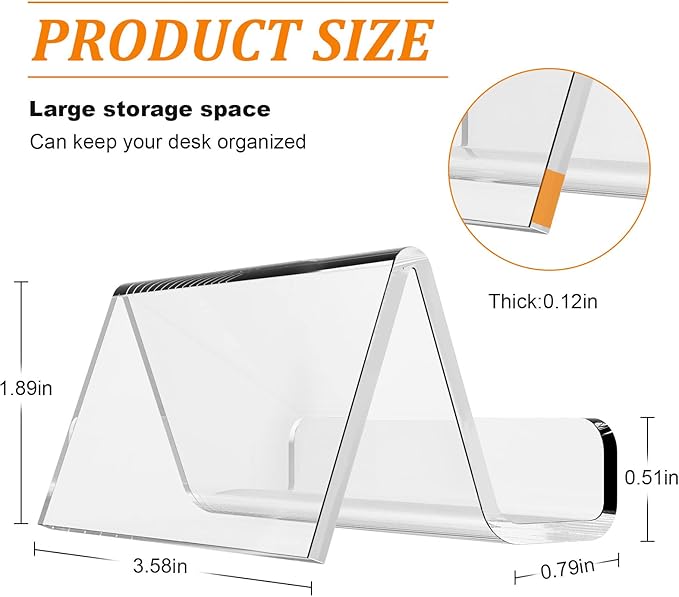 EMOMAS Acrylic Business Card Holder for Desk, Business Card Stand Desktop Business Card Holders for Exhibition，Office Acrylic Business Card Stand Display ，Capacity: 50 Cards （6 Pack）…